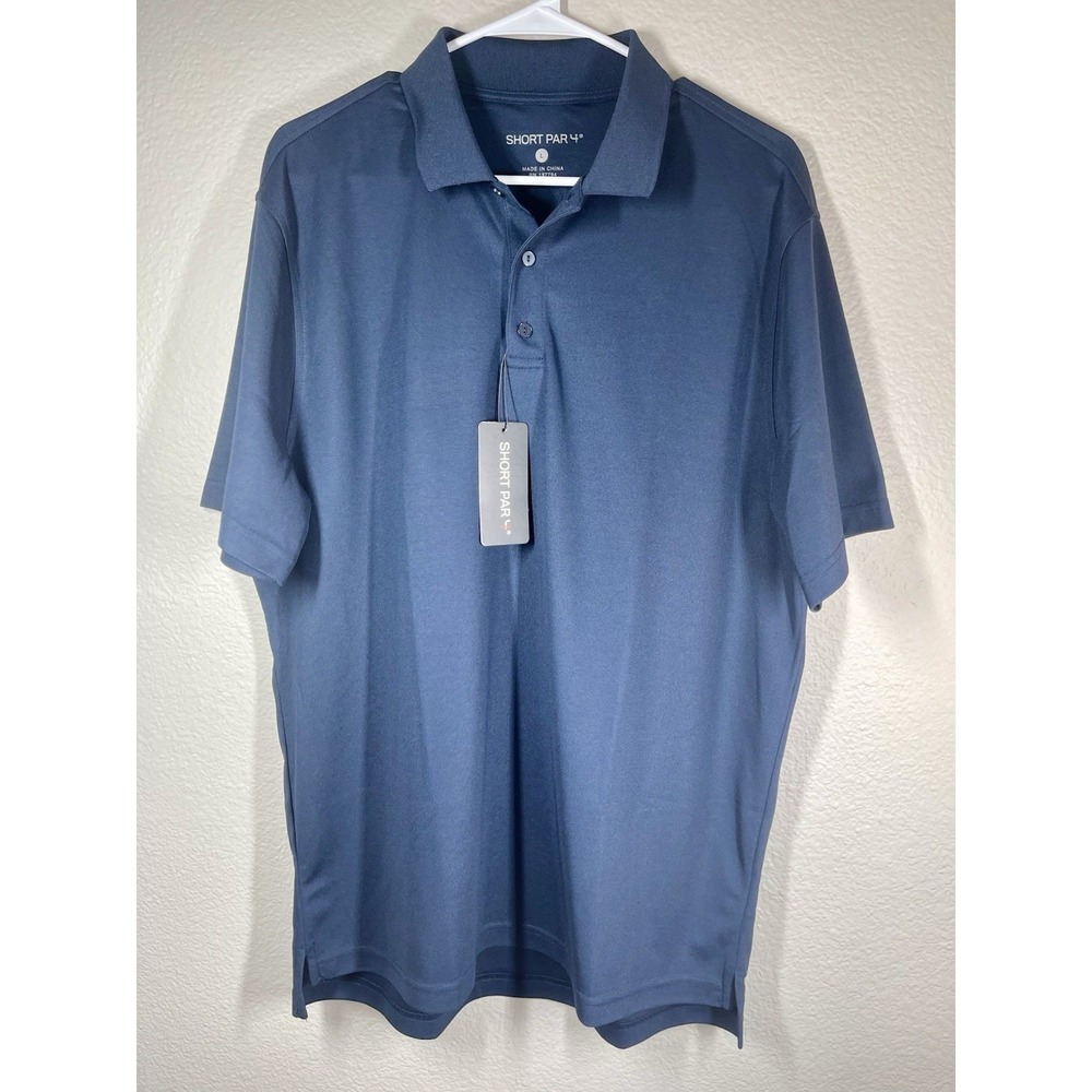 Short Par 4 By Greyson Mens Navy Blue Polo Golf Performance Sz L -NWT#11M21